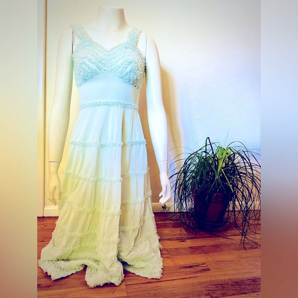 1950s Nightgown | Shadowline | Vintage 50s Nylon Nightgown Ruffled Sweetheart